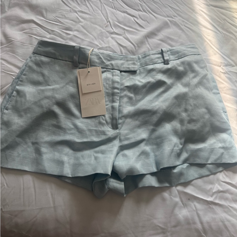 Zara Sky Blue High Waist Women's Shorts